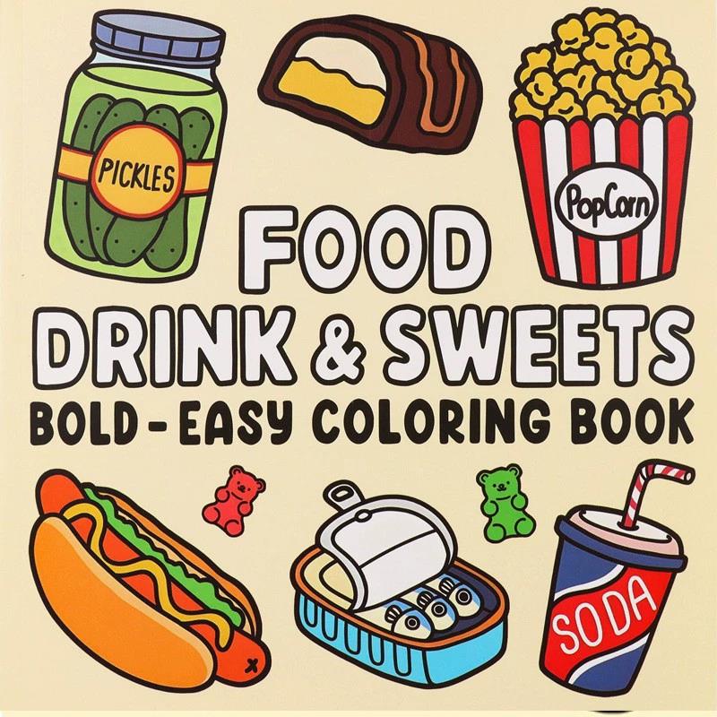 Food Drinks Desserts Coloring  - Food And Snacks Coloring Book review and price