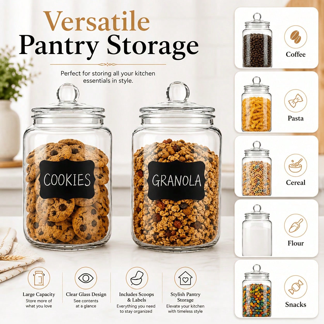 2-Piece Set Of Glass Storage J - Snacks Food Labels review and price