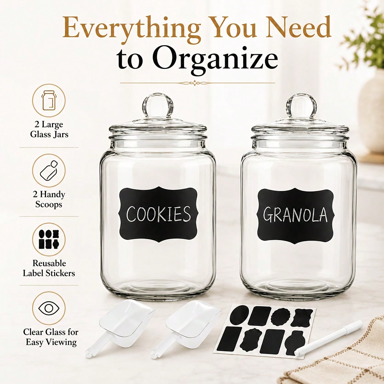 2-Piece Set Of Glass Storage J - Snacks Food Labels review and price