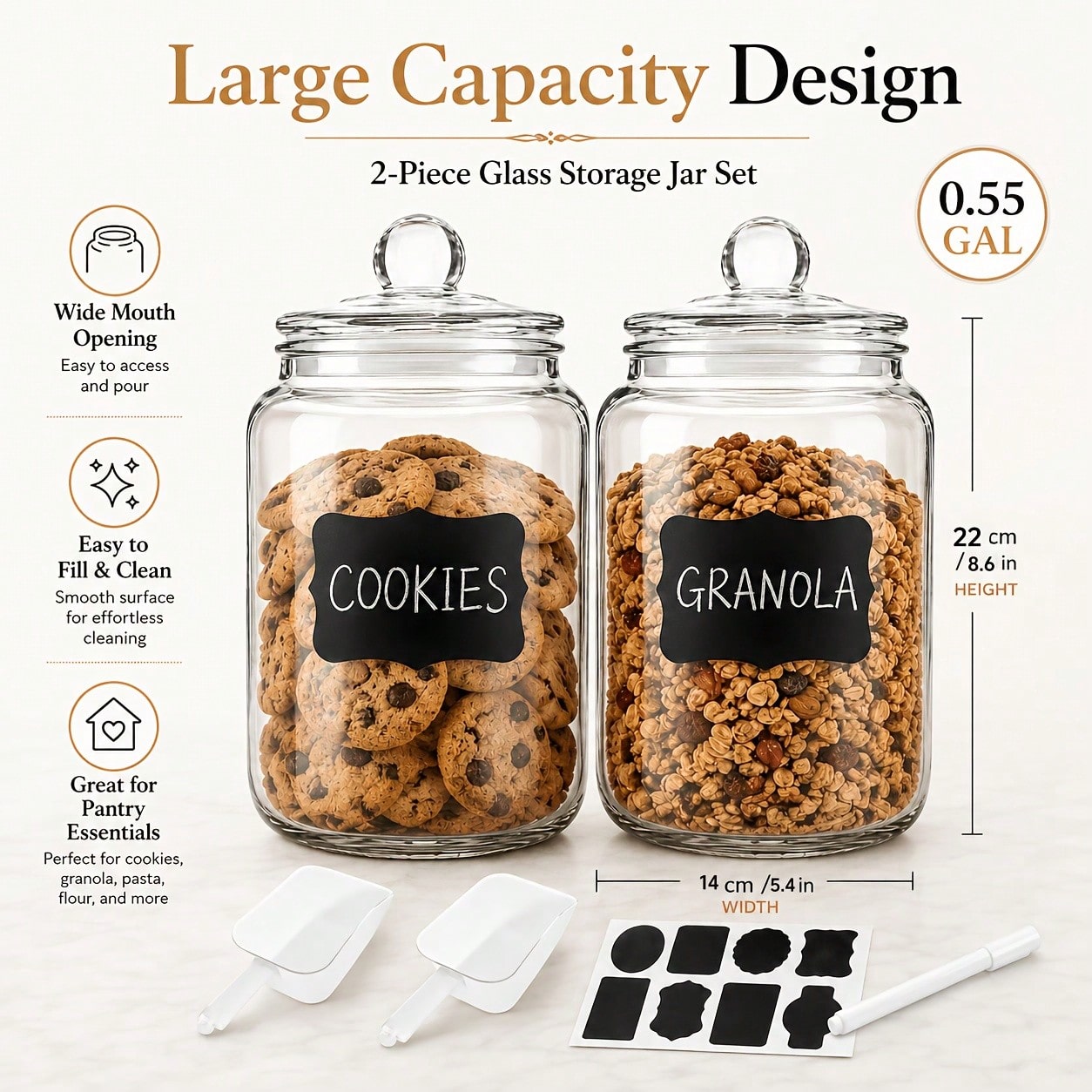 2-Piece Set Of Glass Storage J - Snacks Food Labels review and price