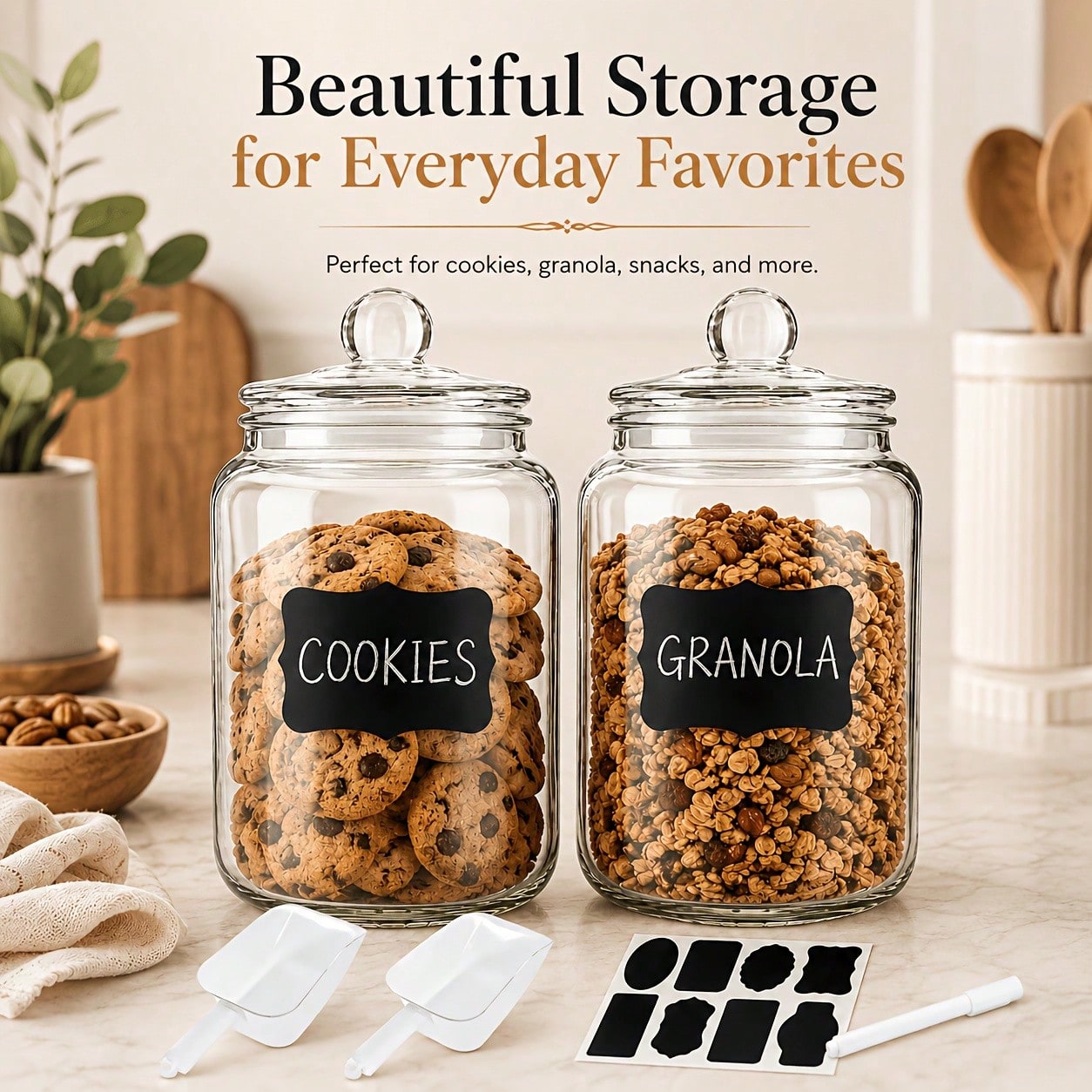 2-Piece Set Of Glass Storage J - Snacks Food Labels review and price