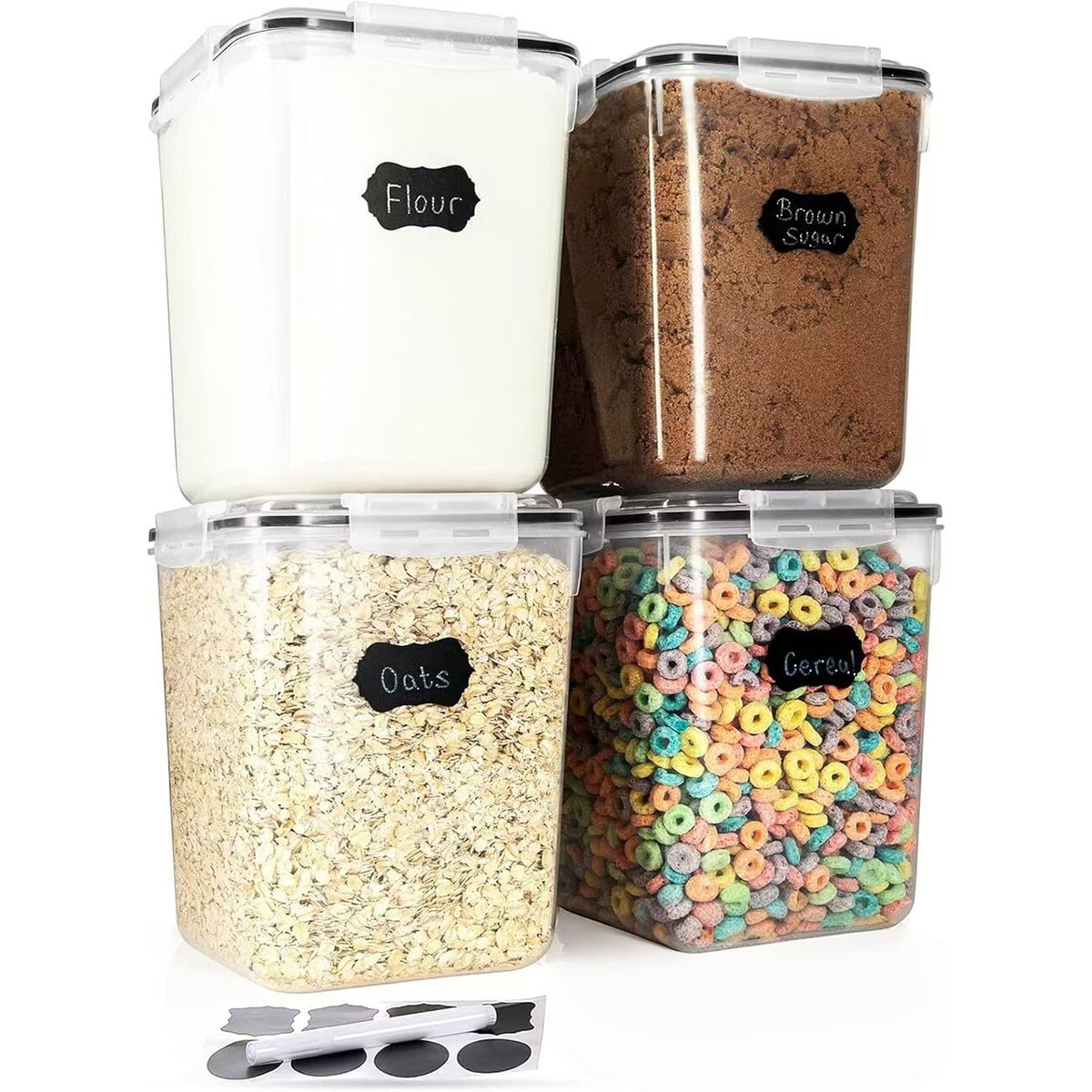 4PCS Large Food Storage Contai - Snacks Food Labels review and price